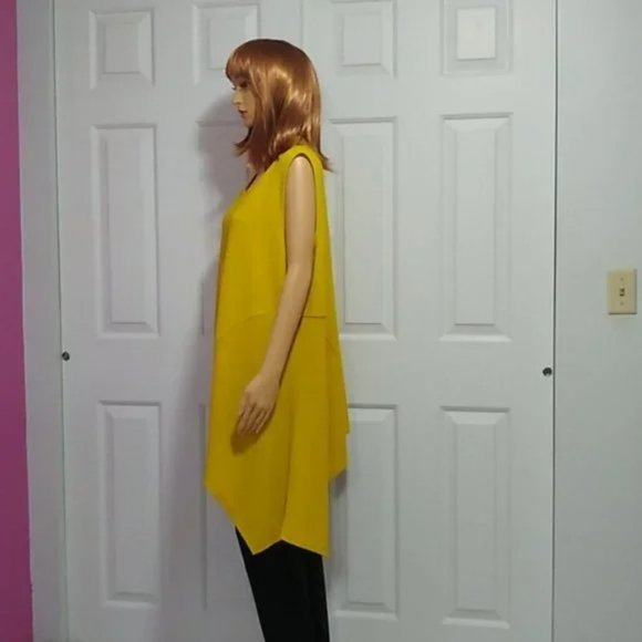 Alfani Gold Asymmetrical Sleeveless Blouse Plus Size 3X NWT - Picture 3 of 11